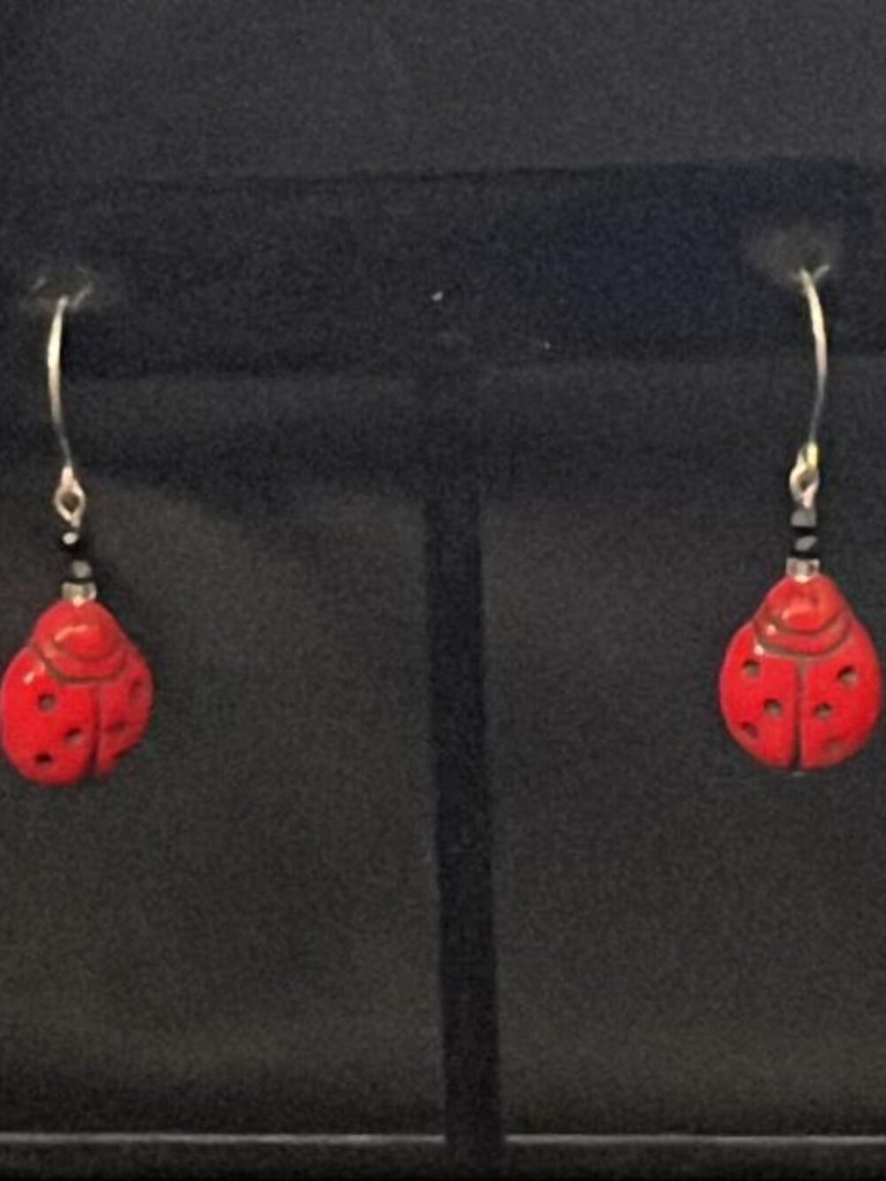 Carved Lady Bug Earrings